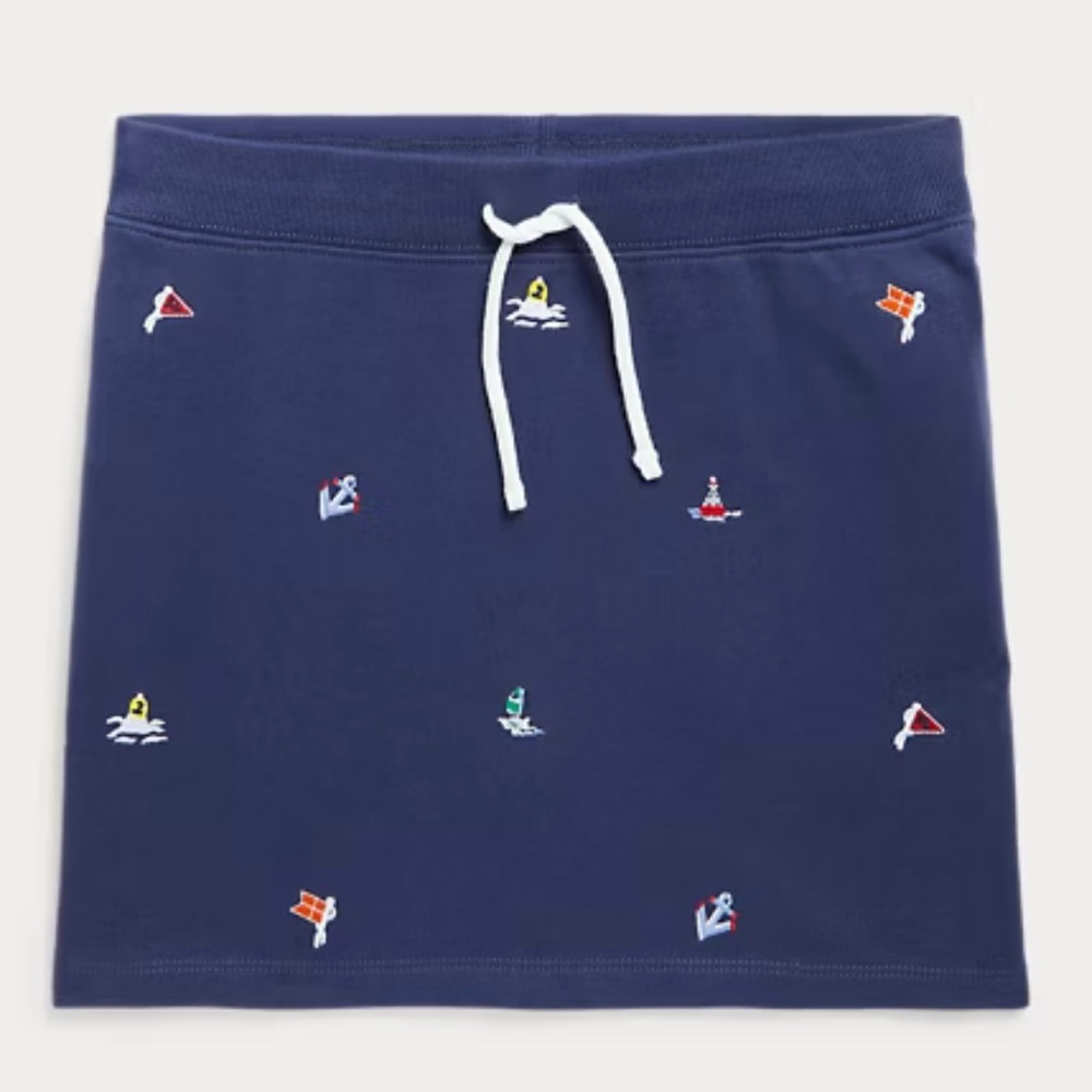 Polo Ralph Lauren Girls Nautical Fleece Skirt - Watch Hill Navy - Size 6X